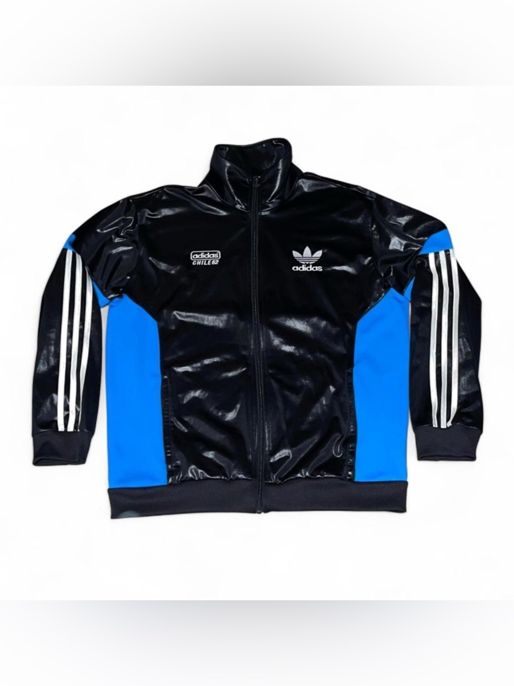 Rare Adidas Originals Chile 62 TT Black Training Jacket Retro Lacquer Finish
